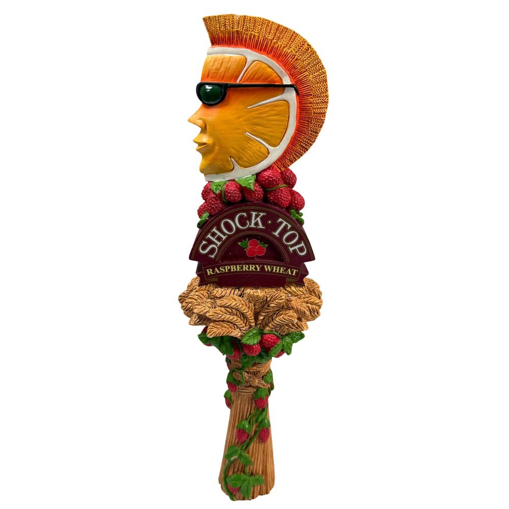 Shock Top Raspberry Wheat Beer Tap Handle Orange Mohawk Bar Decor Collectible